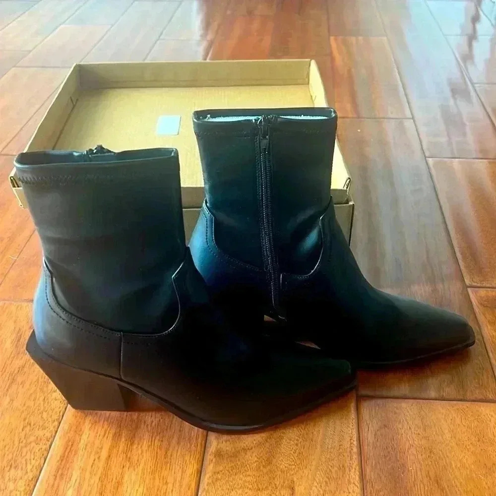 Steve Madden Faux leather black Alecia Western Boots Size 8.5 - Picture 1 of 9